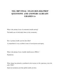 NSG 3007 FINAL  EXAM 2025-2026 PREP QUESTIONS  AND ANSWERS ALREADY GRADED A+