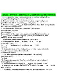 Texas Termite Technician Questions with Answers