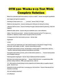 OTH 330- Weeks 9-13 Test With Complete Solution