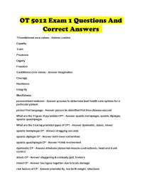 OT 5012 Exam 1 Questions And Correct Answers
