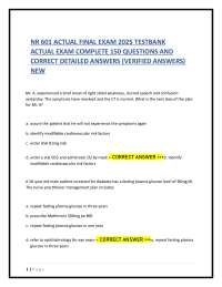 NR 601 ACTUAL FINAL EXAM 2025 TESTBANK ACTUAL EXAM COMPLETE 150 QUESTIONS AND ANSWERS