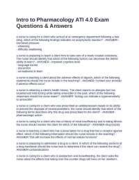 Intro to Pharmacology ATI 4.0 Exam Questions & Answers