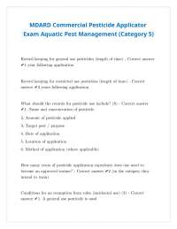 MDARD Commercial Pesticide Applicator Exam Aquatic Pest Management (Category 5)