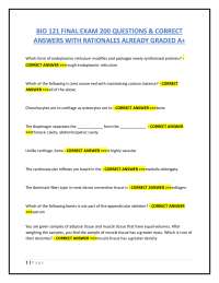 BIO 121 FINAL EXAM 200 QUESTIONS & CORRECT  ANSWERS WITH RATIONALES ALREADY GRADED A+