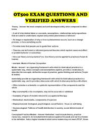 OT500 EXAM QUESTIONS AND VERIFIED ANSWERS