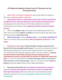 ATI Maternal Newborn Notes from ATI Quizzes for the Proctored Final