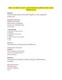 BIOD 152/ BIOD 152 A&P 2 LAB 8 PORTAGE LEARNING EXAM (Latest VERSION 2025)