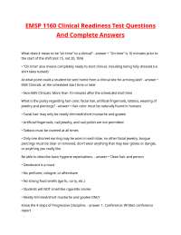 EMSP 1160 Clinical Readiness Test Questions And Complete Answers.