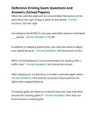 Defensive Driving Exam Questions and Answers (Solved Papers)