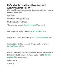 Defensive Driving Exam Questions and Answers (Solved Papers)