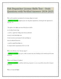 FAA Dispatcher License Skills Test – Orals Questions with Verified Answers 2024-2025