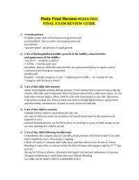 Peds Final Review-PEDIATRIC FINAL EXAM REVIEW GUIDE.