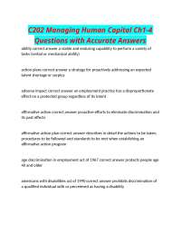 C202 Managing Human Capital Ch1-4 Questions with Accurate Answers