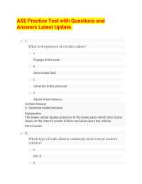 ASE Practice Test with Questions and Answers Latest Update.