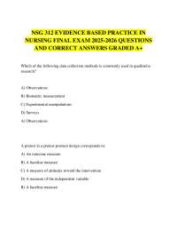 NSG 312 EVIDENCE BASED PRACTICE IN NURSING FINAL EXAM 2025-2026 QUESTIONS AND CORRECT ANSW