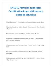 NYSDEC Pesticide applicator Certification Exam with correct detailed solutions