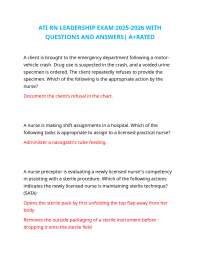 ATI RN LEADERSHIP EXAM 2025-2026 WITH QUESTIONS AND ANSWERS| A+RATED