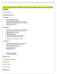 ASL 101 Signing Naturally Unit 5 Questions and Answers Latest Update.