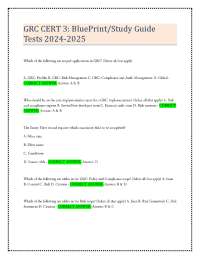 GRC CERT 3: BluePrint/Study Guide Tests 2024-2025