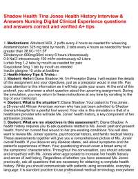 Shadow Health Tina Jones Health History Interview & Answers Nursing Digital Clinical Exper