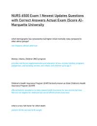 NURS 6500 Exam 1 Newest Updates Questions with Correct Answers Actual Exam (Score A)