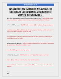 ISYE 6501 MIDTERM 2 EXAM NEWEST 2025 COMPLETE 100  QUESTIONS AND CORRECT DETAILED ANSWERS