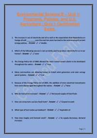Environmental Science B Unit 1: Programs, Policies, and U.S. Agriculture | Quiz 1 Certific