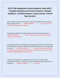 NYS 17-66 Independent General Adjuster Exam 2025 | Complete Questions and Correct Answers