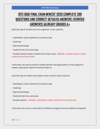 ISYE 6501 FINAL EXAM NEWEST 2025 COMPLETE 200  QUESTIONS AND CORRECT DETAILED ANSWERS (VER