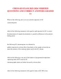 CHEM 453 EXAM 2025-2026 VERIFIED QUESTIONS AND CORRECT ANSWERS GRADED A+
