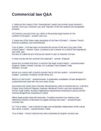 Commercial law Q&A Questions and Answers
