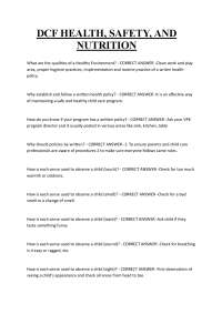 DCF HEALTH, SAFETY, AND  NUTRITION  What are the qualities of a Healthy Environment? - COR