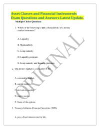 Asset Classes and Financial Instruments Exam Questions and Answers Latest Update.