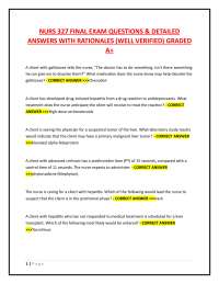 NURS 327 FINAL EXAM QUESTIONS & DETAILED  ANSWERS WITH RATIONALES (WELL VERIFIED) GRADED