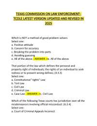 TEXAS COMMISSION ON LAW ENFORCEMENT -  TCOLE LATEST VERSION UPDATED AND REVISED IN  2025