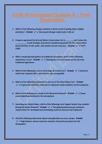 UTHS Environmental Systems B Final ExaminationExamination.