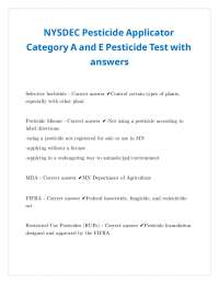 NYSDEC Pesticide Applicator Category A and E Pesticide Test with answers
