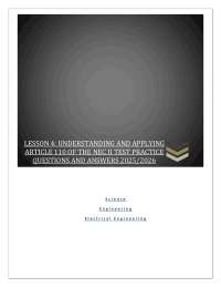 LESSON 4: UNDERSTANDING AND APPLYING  ARTICLE 110 OF THE NEC II TEST PRACTICE  QUESTIONS A