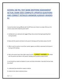SCHOOL SW PEL TEST BANK MIDTERM ASSESSMENT ACTUAL EXAM 2025 COMPLETE UPDATED QUESTIONS