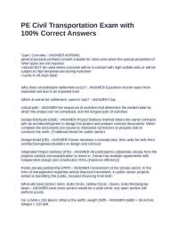 PE Civil Transportation Exam with 100% Correct Answers