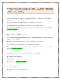 Vendor Risk Management CIS Exam Practice 2024-2025 MCQ