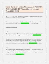 Third- Party Cyber Risk Management (VENDOR RISK MANAGEMENT due diligence process) Tests