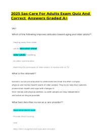 2025 Sas-Care For Adults Exam Quiz And Correct  Answers Graded A+