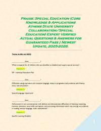 Praxis: Special Education (Core Knowledge & Applications Athens State University Collabora