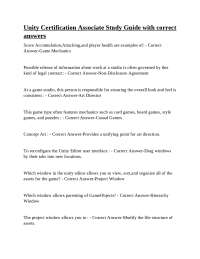 Unity Certification Associate Study Guide with correct answers