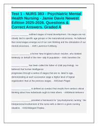 Test 1 - NURS 383 - Psychiatric Mental Health Nursing - Jamie Davis Newest Edition 2025-26