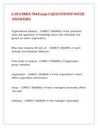 LSUS MBA 704 Exam 1 QUESTIONS WITH ANSWERS