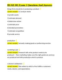 BUAD 301 Exam 1: Marketing Questions and Answers