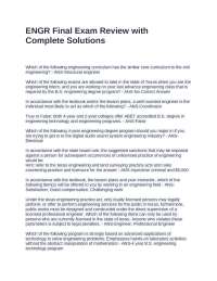 ENGR Final Exam Review with Complete Solutions