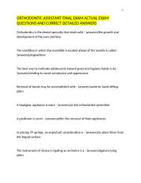 ORTHODONTIC ASSISTANT FINAL EXAM ACTUAL EXAM QUESTIONS AND CORRECT DETAILED ANSWERS